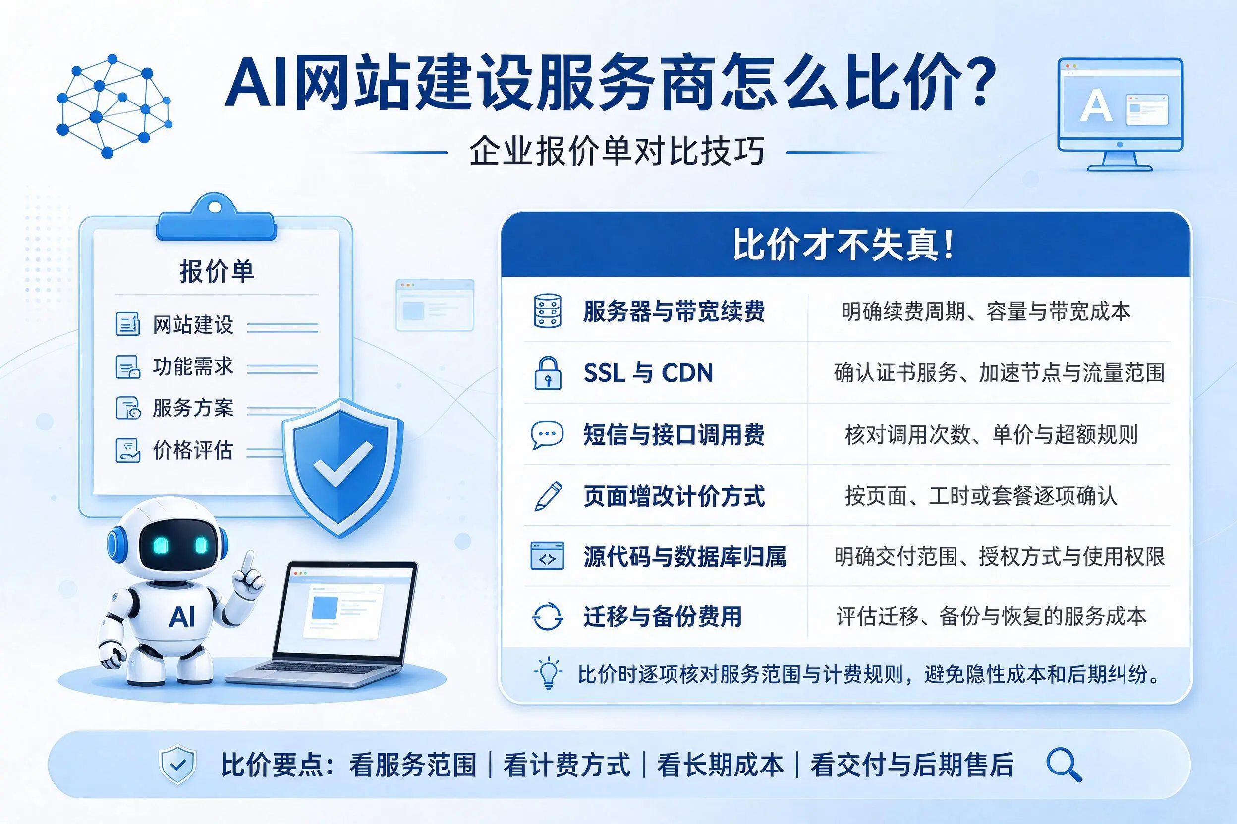 AI网站建设服务商怎么比价？湘西企业报价单对比技巧